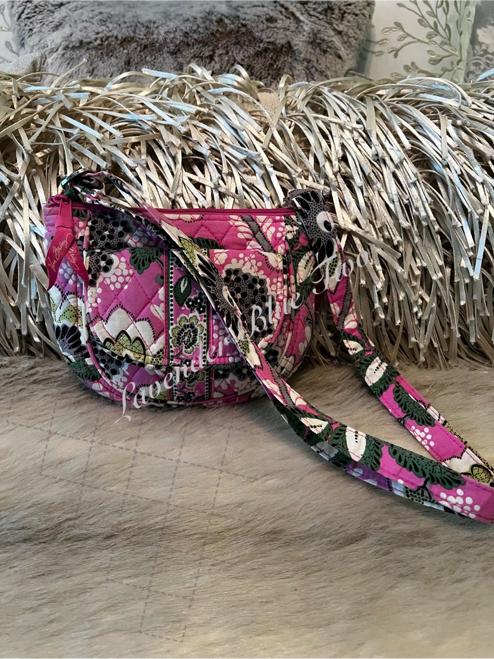 VERA BRADLEY Pricilla 2012 Little Lizzy Crossbody Y2K Pink Green Floral Quilted